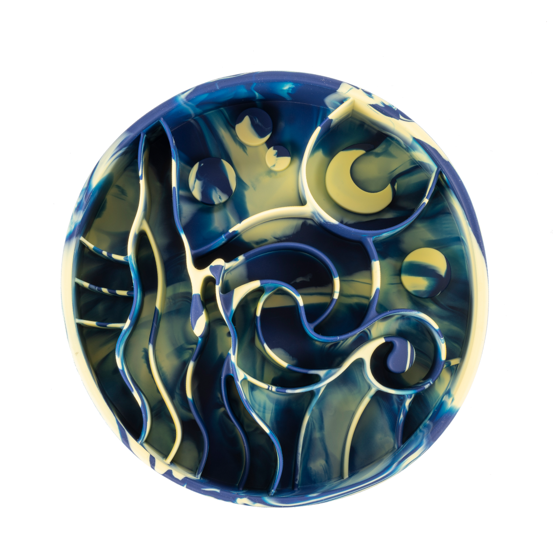 Starry Night Slow Feeder Bowl – Dog Food Bowl with Suction, Silicone, BPA-Free