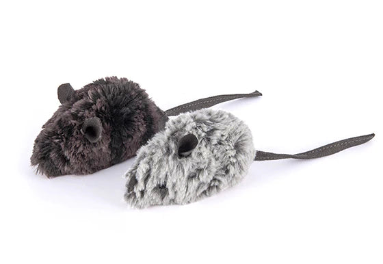 Feline Frenzy Catch a Meowse cat toy set – 2 plush mouse toys with crinkle and catnip