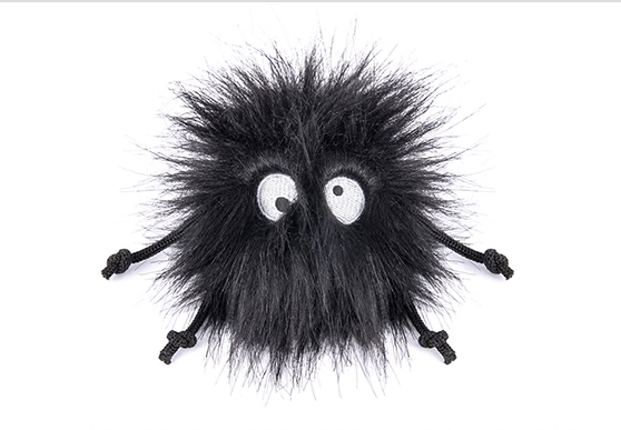Feline Frenzy Frisky Furball cat toy – plush ball with rope knots, crinkle and organic catnip