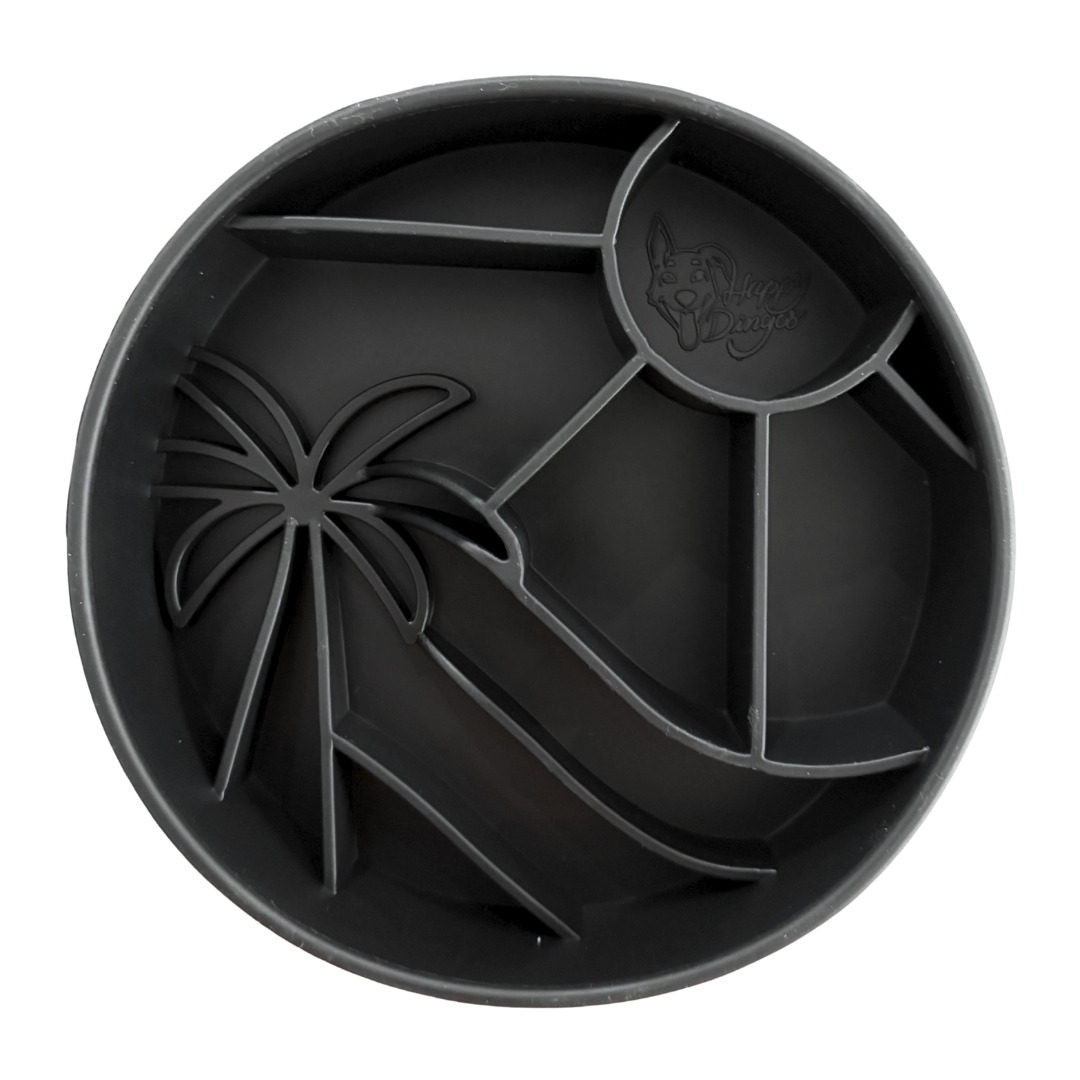 Black Loco Coco Interactive Slow Feeder Dog Bowl made from BPA-free silicone with suction cups.