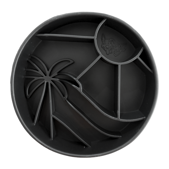 Black Loco Coco Interactive Slow Feeder Dog Bowl made from BPA-free silicone with suction cups.