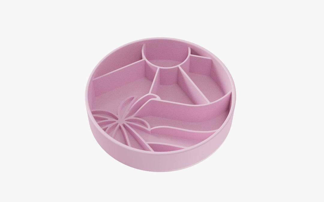 Pink Loco Coco Interactive Slow Feeder Dog Bowl made from BPA-free silicone with suction cups