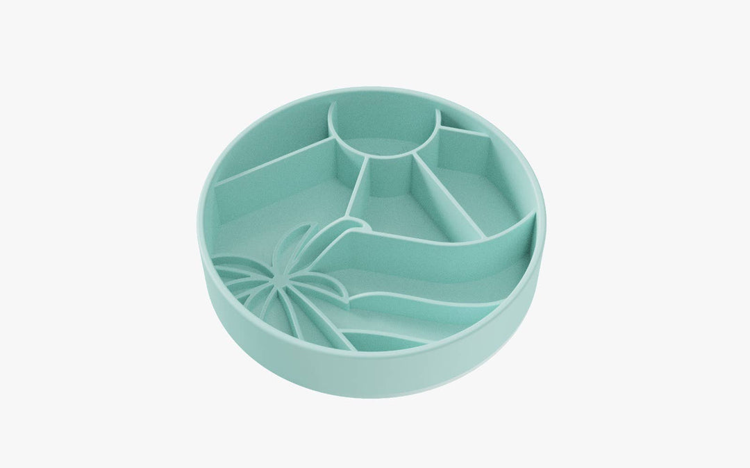 Seafoam Loco Coco Interactive Slow Feeder Dog Bowl with suction cups, BPA-free silicone