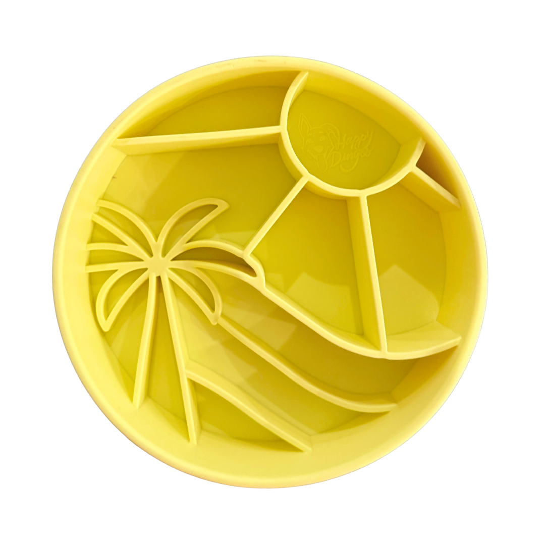 Sunshine Loco Coco Interactive Slow Feeder Dog Bowl made from BPA-free silicone with suction cups
