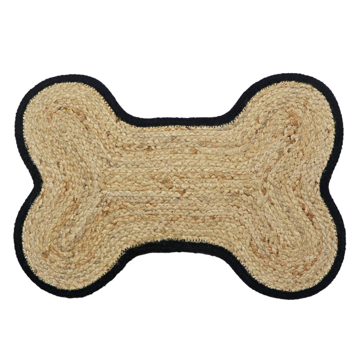 Loxley Pet Placemat – eco-friendly jute bone-shaped feeding mat on white background