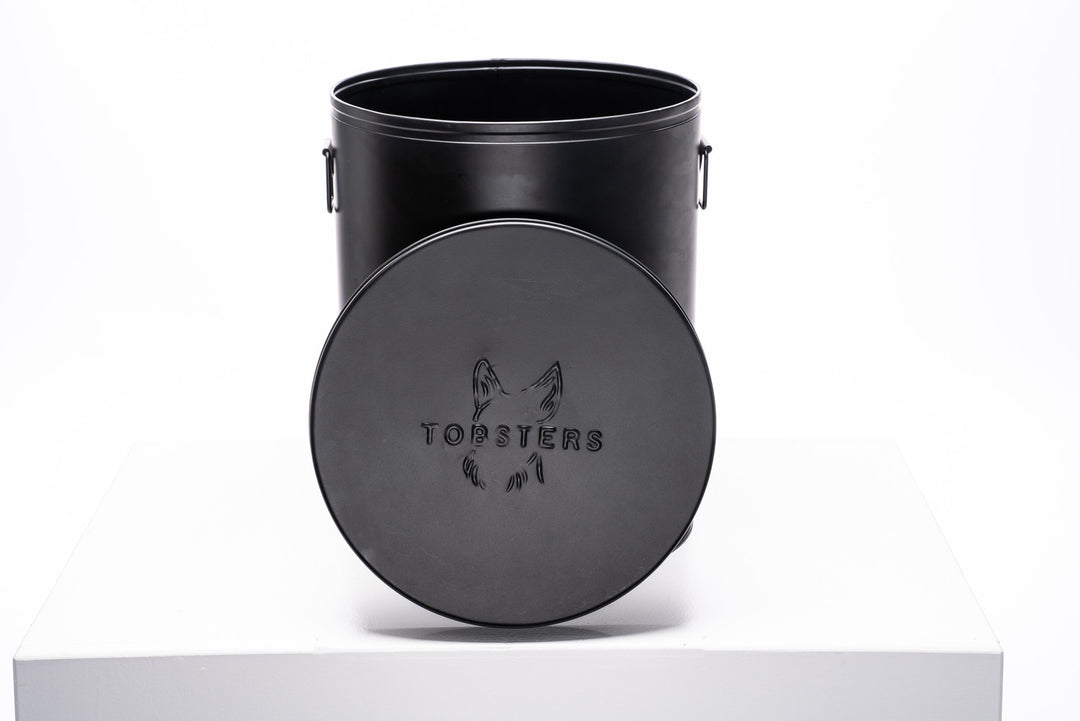 Black Steel Food and Treat Bin – durable pet food storage container