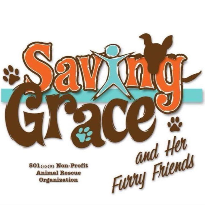 Logo of 'Saving Grace and Her Furry Friends' animal rescue organization on a white background.