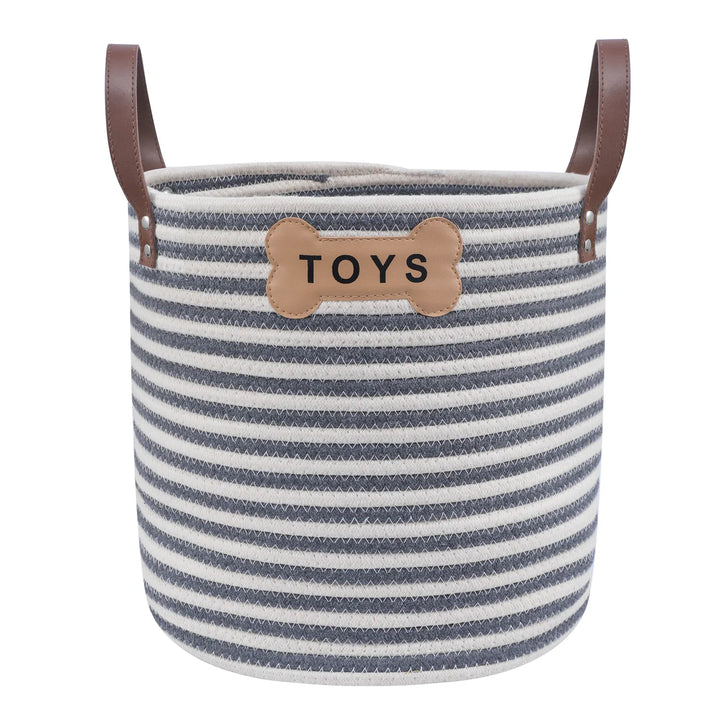 Sienna Toy Basket – organic cotton rope storage bin for pet toys and home use on white background