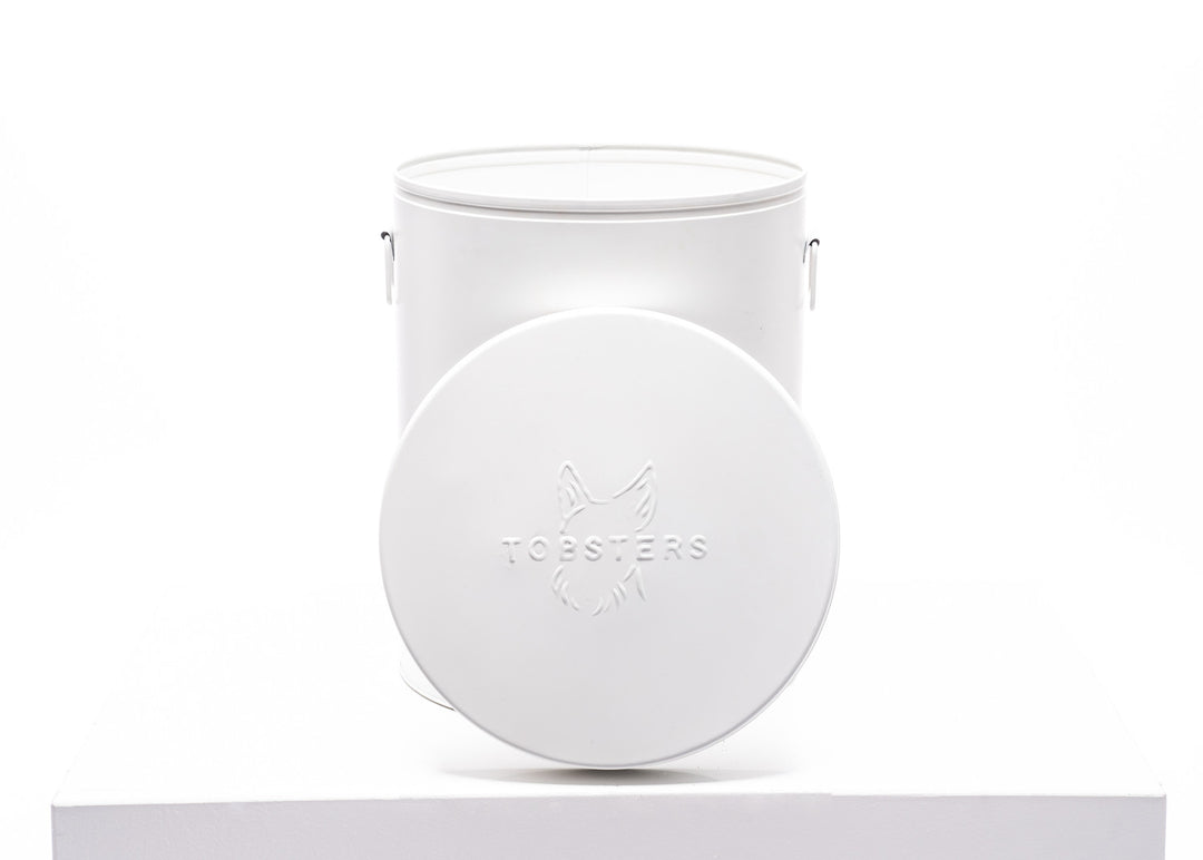 Steel dog food and treat bin in white | Tobsters - Quality Pet Products