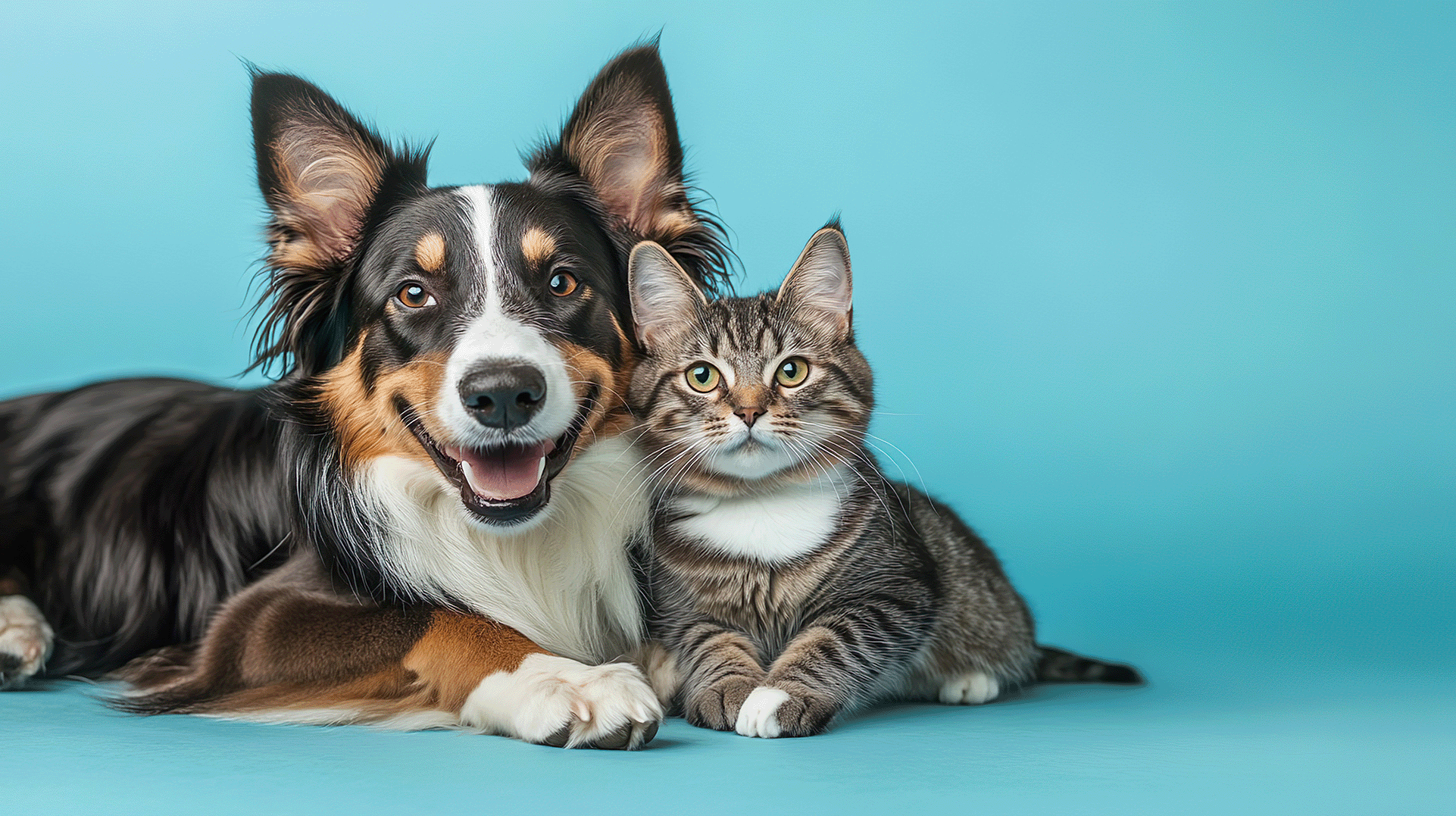 Dog and Cat with blue background