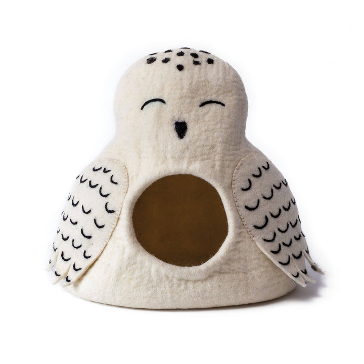 Owl wool pet cave with white background